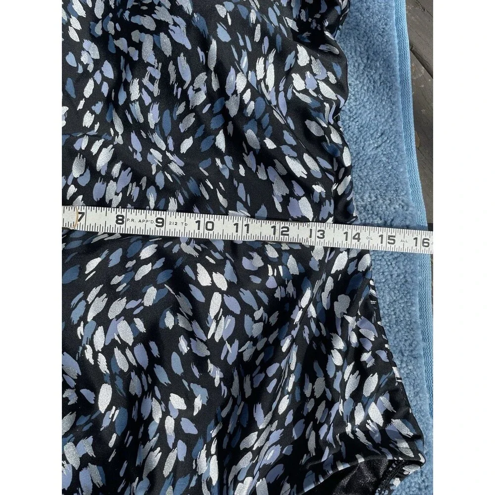 One Piece Swimsuit Sz 14 High Neck Tummy Control Shimmer Print Black Blue Resort